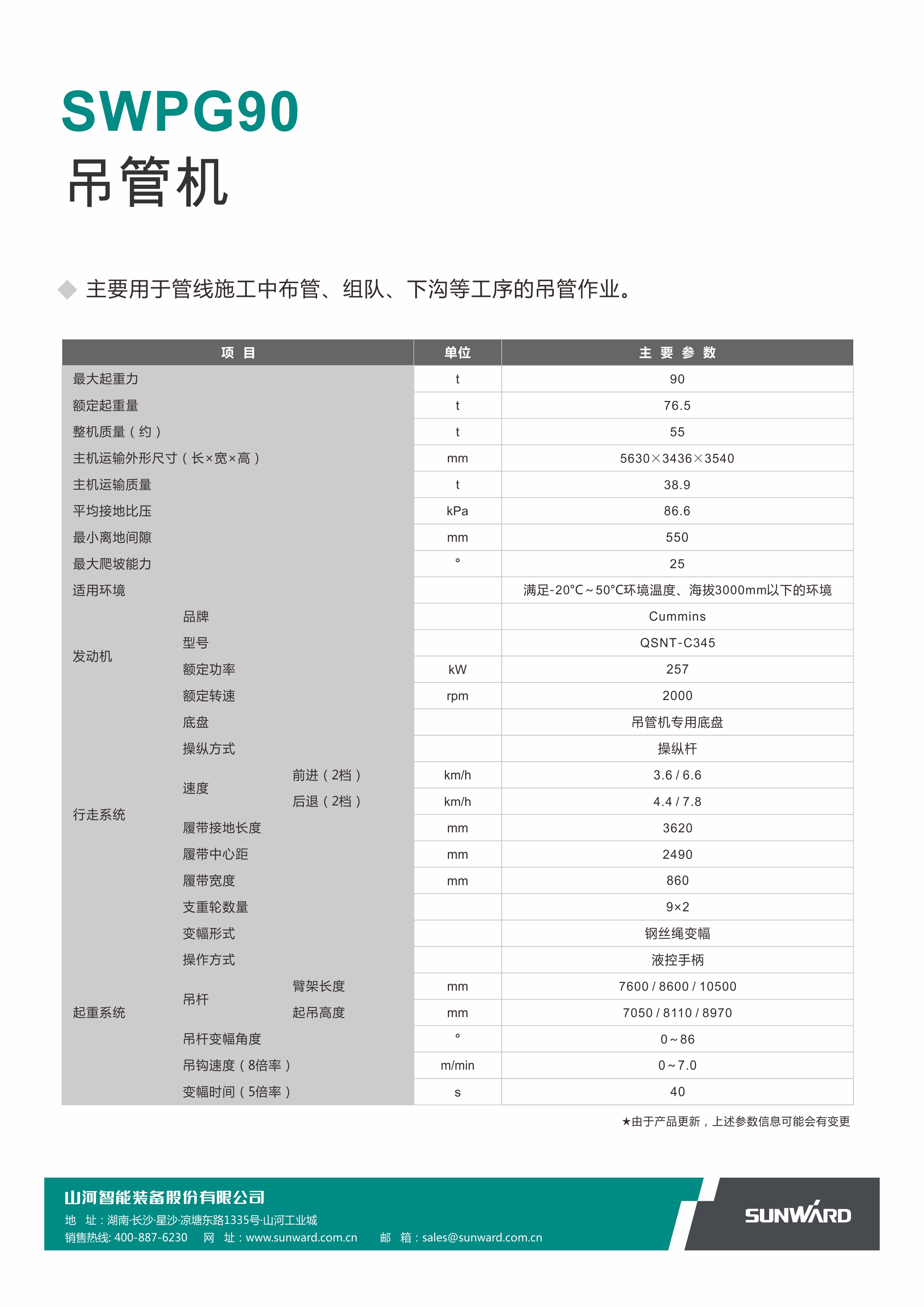 SWPG90 吊管機(jī)