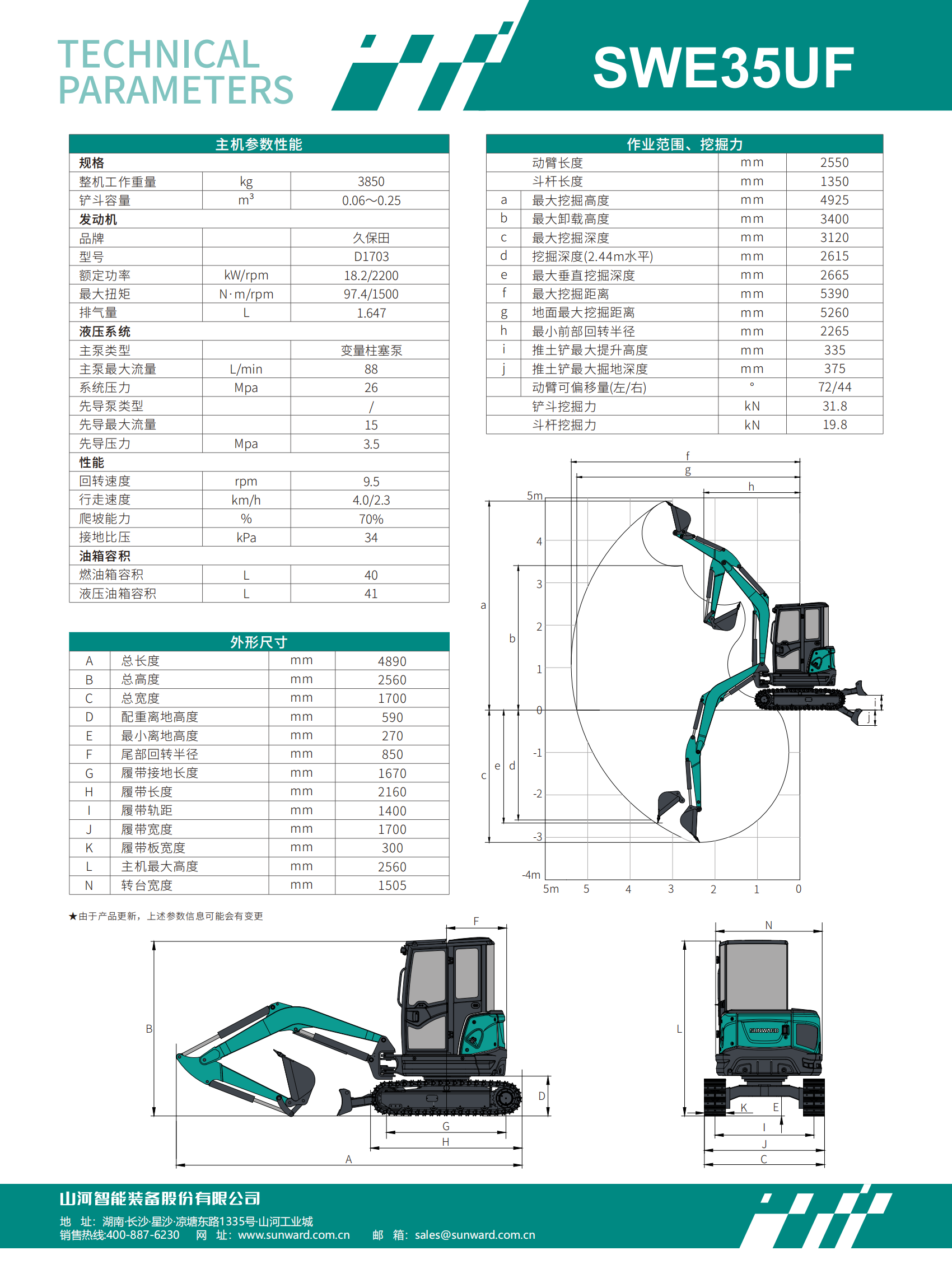 SWE35UF 微型挖掘機