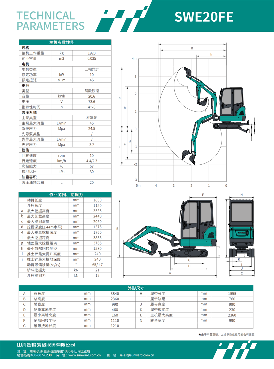 SWE20FE 電動挖掘機